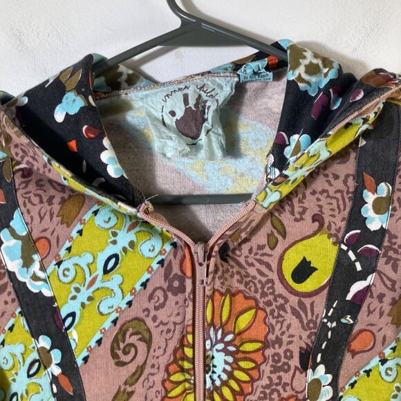 Womens Inner Child Floral Zip Jacket Brown Blue XS Cotton Embroidered Detail - Picture 4 of 11